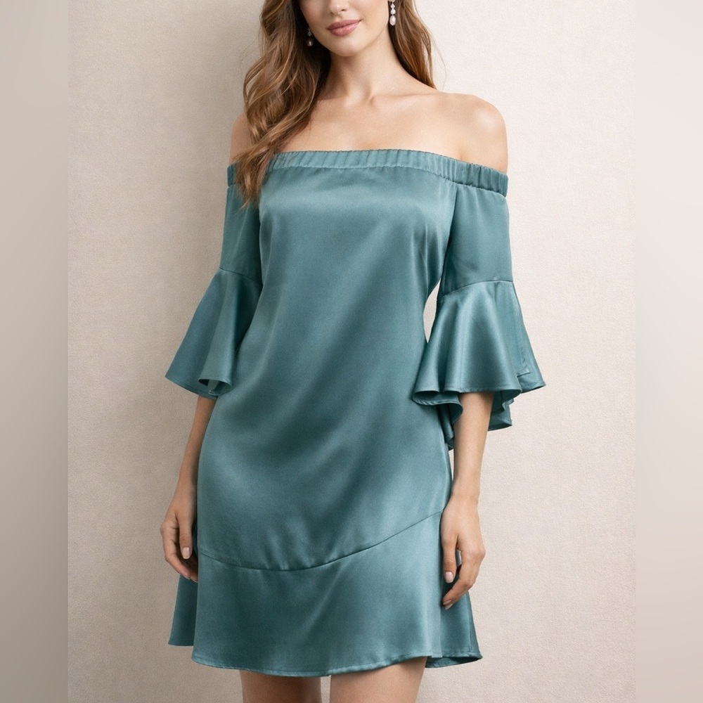 Sea green satin Zara dress